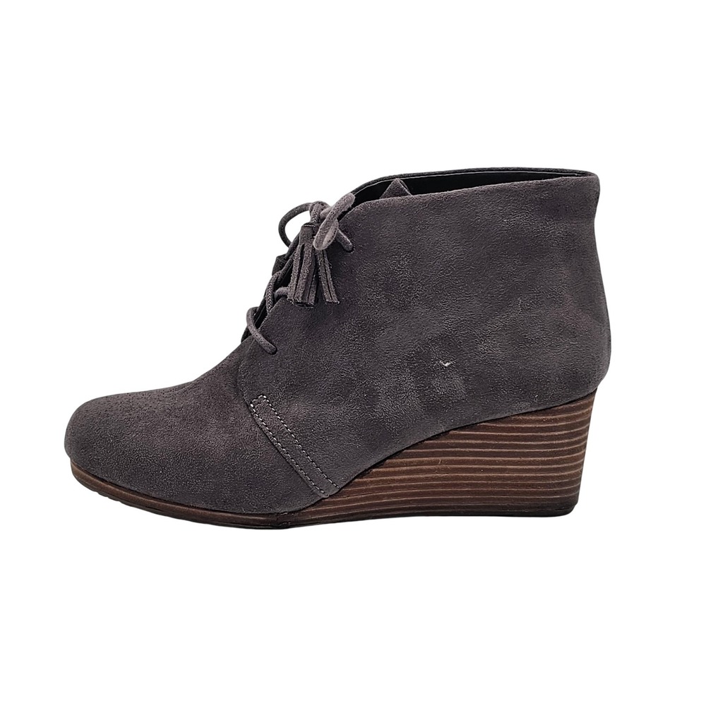 Dr Scholls Dakota Shoes Womens Size 7.5 Gray‎ Wedge Ankle Booties Suede Comfort